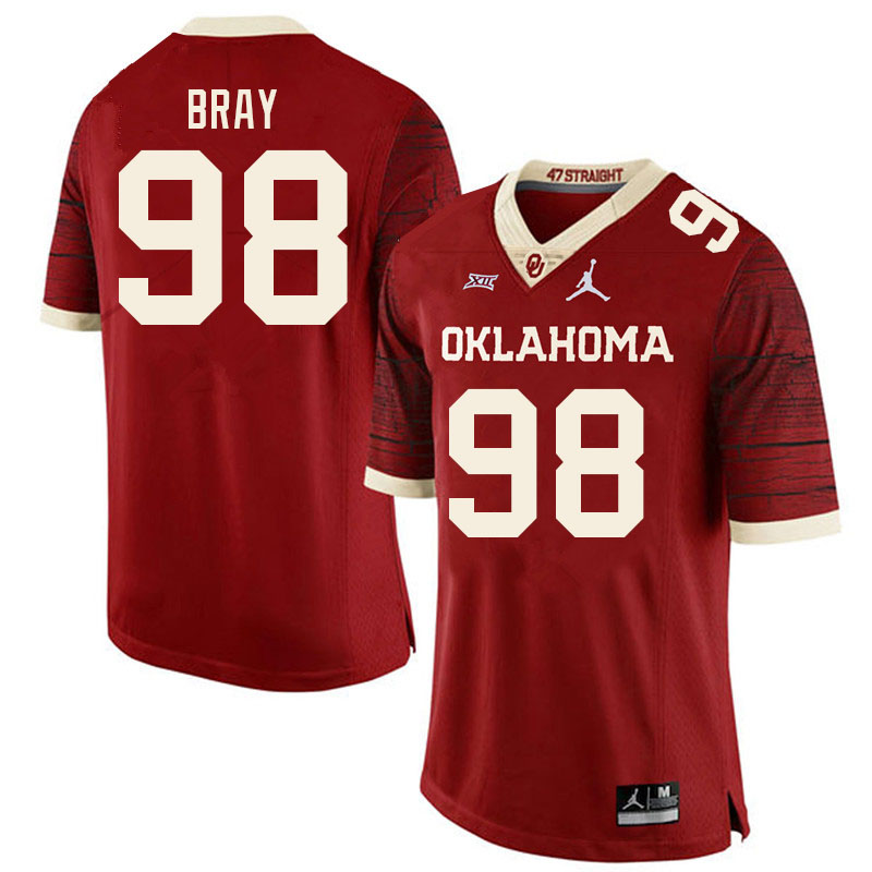 Men #98 Hayden Bray Oklahoma Sooners College Football Jerseys Sale-Retro - Click Image to Close